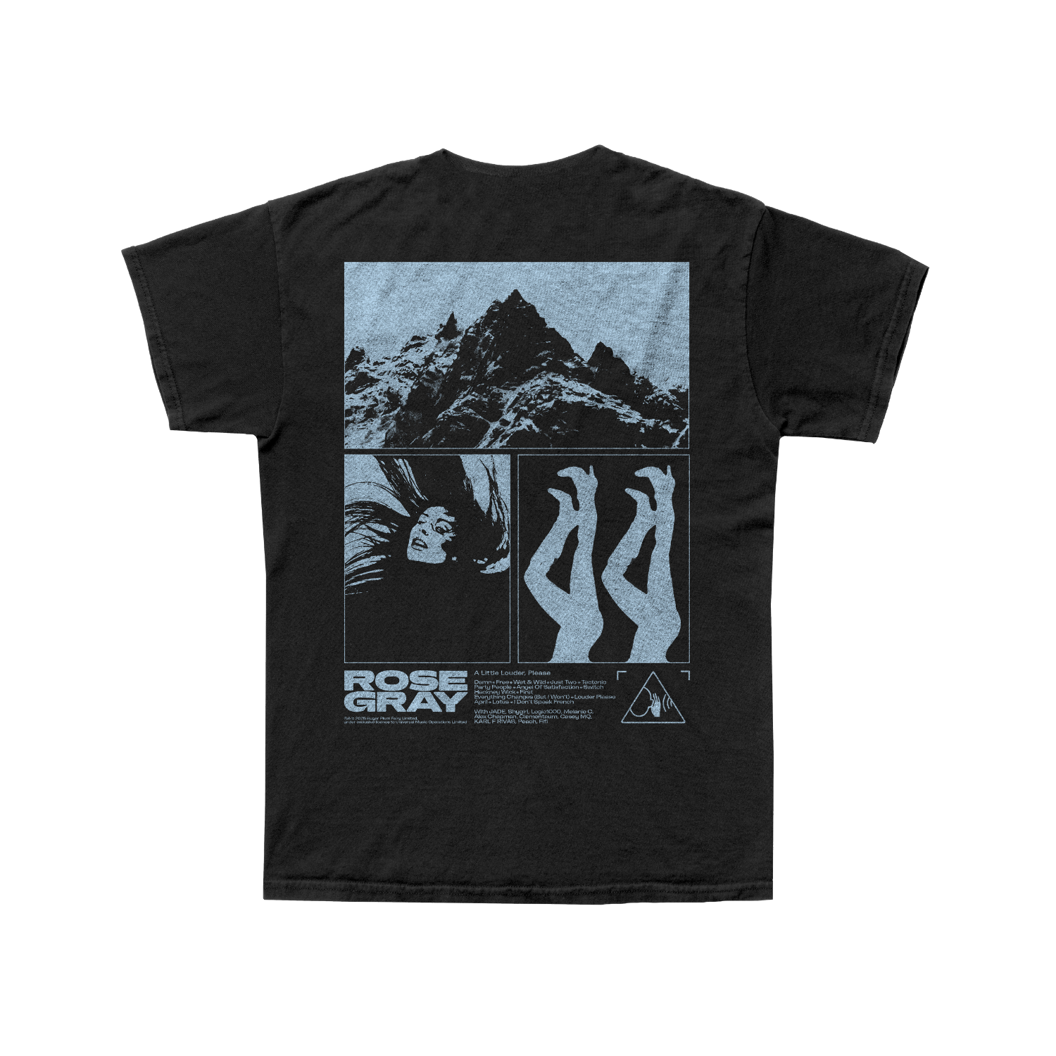 Rose Gray - A Little Louder, Please Black Album T-Shirt